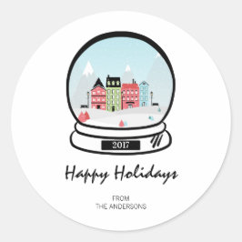Winter Snow Wereldbol Holiday Sticker