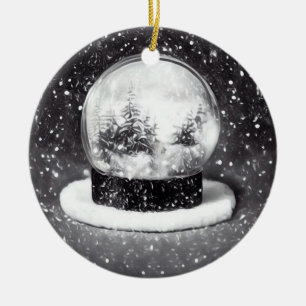 Winter Snow Wereldbol Keramisch Ornament