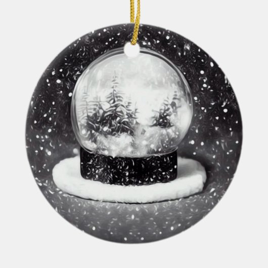 Winter Snow Wereldbol Keramisch Ornament (Voorkant)