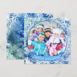 Winter Snow Wereldbol PRETTIGE FEESTDAGEN Foto Kaart