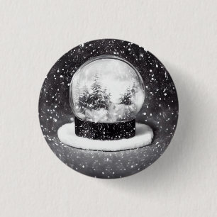 Winter Snow Wereldbol Ronde Button 3,2 Cm