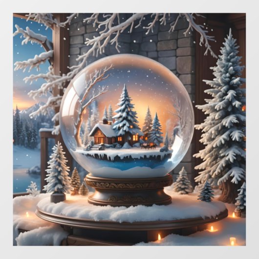 Winter Snow Wereldbol Window Cling Raamsticker (Vel)