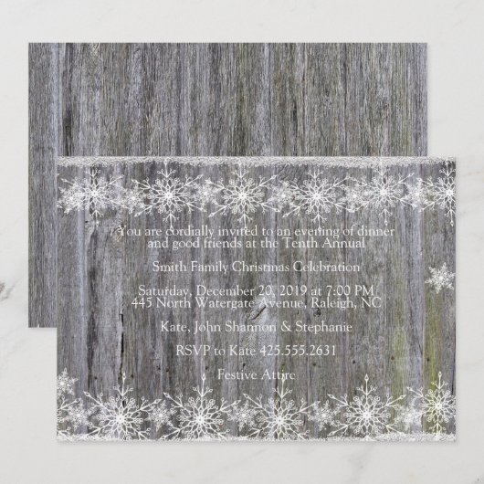 Winter Snow Wood Kerstfeest Kaart (Voorkant / Achterkant)