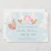 Winter Snow Woodland Animals Verjaardag Uitnodigin Kaart (Voorkant)