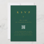 Winter Snow Woodland Green Gold Wedding QR-code Kaart (Achterkant)