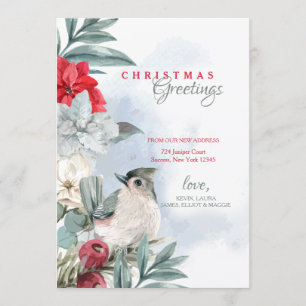 Winter Snowbird Moving Holiday Card Kaart