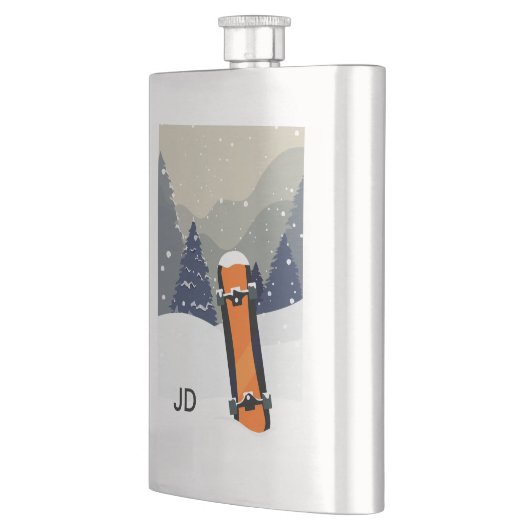 Winter Snowboard aangepaste monogram-kolf Heupfles (Links)