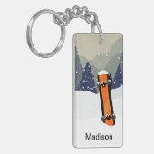 Winter Snowboard aangepaste naamketen Sleutelhanger (Voorkant Links)