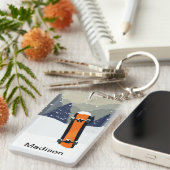 Winter Snowboard aangepaste naamketen Sleutelhanger (Voorkant Rechts)