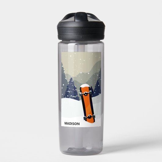 Winter Snowboard, douanenaam Waterfles (Voorkant)