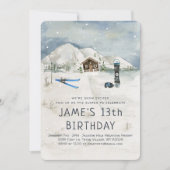 Winter Snowboarden Skiën Verjaardag Uitnodiging (Voorkant)