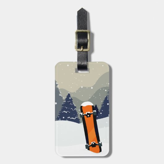 Winter Snowboarding custom bagagelabel (Voorkant verticaal)