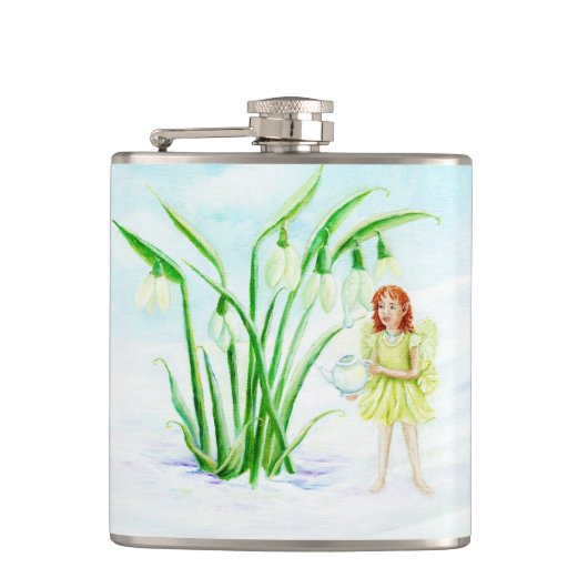 Winter Snowdrop Fairy Magic Heupfles (Voorkant)