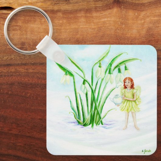 Winter Snowdrop Fairy Magic Sleutelhanger (Voorkant)