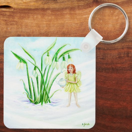 Winter Snowdrop Fairy Magic Sleutelhanger (Achterkant)