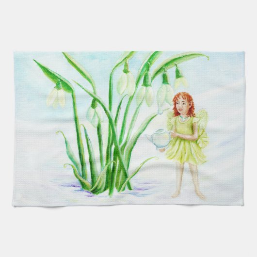 Winter Snowdrop Fairy Magic Theedoek (Horizontaal)