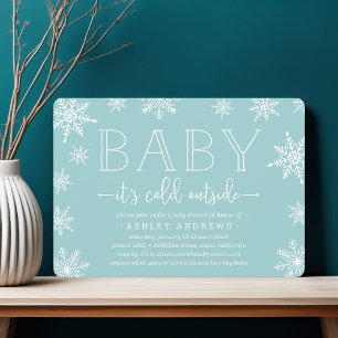 Winter Snowfall Baby shower Uitnodiging   Aqua