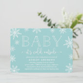 Winter Snowfall Baby shower Uitnodiging | Aqua (Staand voorkant)