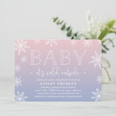Winter Snowfall Baby shower Uitnodiging | Blush (Staand voorkant)