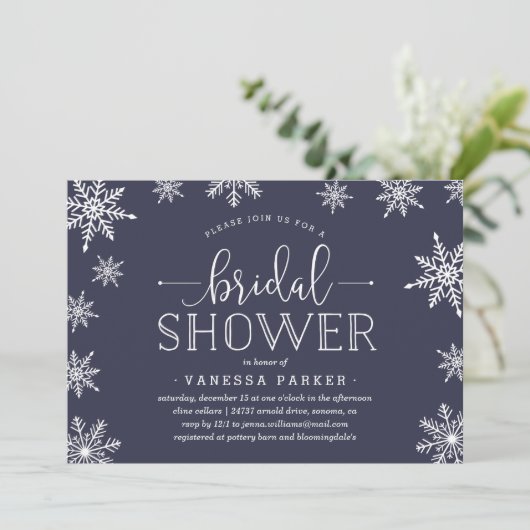 Winter Snowfall Bridal Shower Kaart (Staand voorkant)