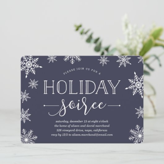 Winter Snowfall Holiday Soiree Uitnodiging (Staand voorkant)