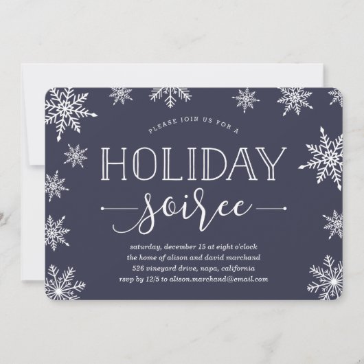 Winter Snowfall Holiday Soiree Uitnodiging (Voorkant)
