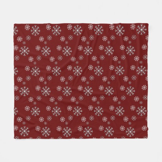 Winter Snowfall op Red Fleece Blanket (Voorkant (Horizontaal))