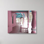 Winter Snowfall op Roze Porch - Martha's wijngaard Canvas Afdruk (Voorkant)