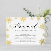 Winter Snowfall Post Wedding Brunch Folie Uitnodiging (Staand Voorkant)