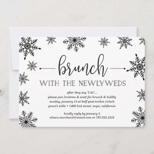 Winter Snowfall Post Wedding Brunch Uitnodiging (Voorkant)