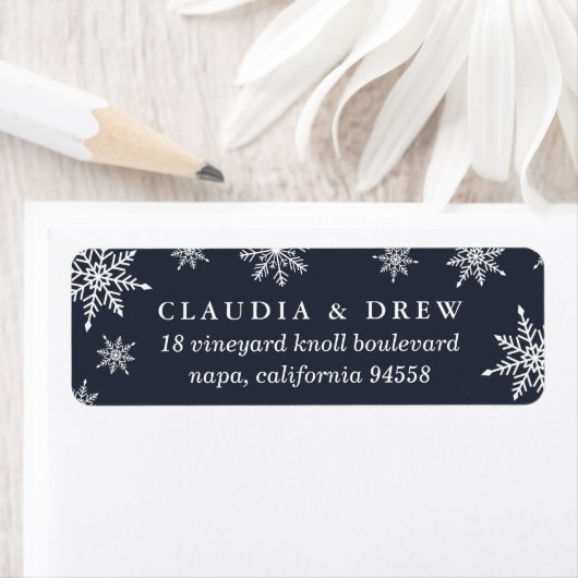 Winter Snowfall Return Address Label | marine (Insitu)