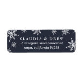 Winter Snowfall Return Address Label | marine (Voorkant)