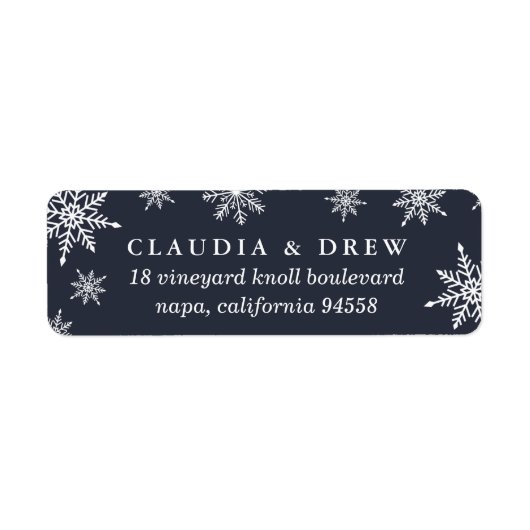 Winter Snowfall Return Address Label | marine (Voorkant)