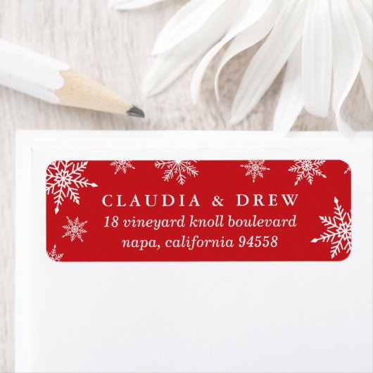 Winter Snowfall Return Address Label | Rood (Insitu)
