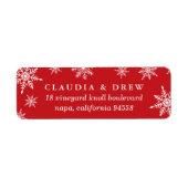 Winter Snowfall Return Address Label | Rood (Voorkant)