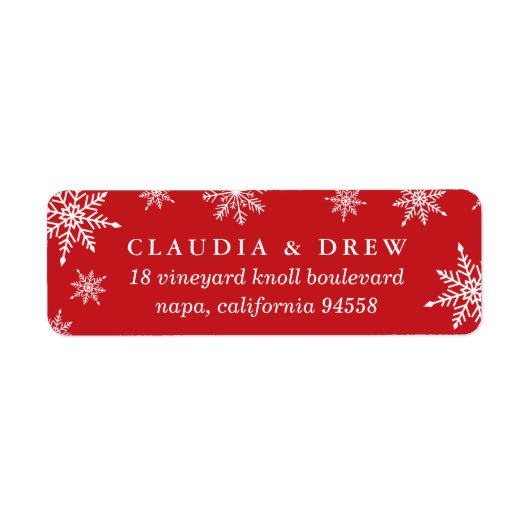 Winter Snowfall Return Address Label | Rood (Voorkant)