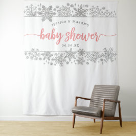 Winter Snowflake Baby Shower Achtergrond Foto Boot Wandkleed