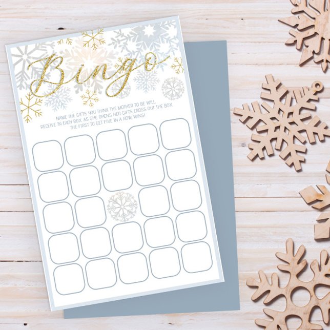 Winter Snowflake Baby shower Bingo Kaart (Fun Winter Baby Shower Game)