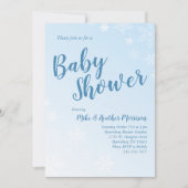 Winter Snowflake Baby shower Blue Boy Kaart (Voorkant)