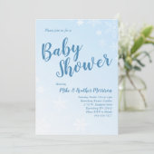 Winter Snowflake Baby shower Blue Boy Kaart (Staand voorkant)