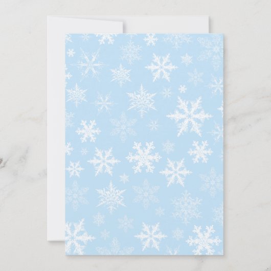 Winter Snowflake Baby shower Blue Boy Kaart (Achterkant)