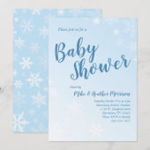 Winter Snowflake Baby shower Blue Boy Kaart (Voorkant / Achterkant)