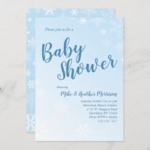 Winter Snowflake Baby shower Blue Boy