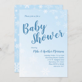 Winter Snowflake Baby shower Blue Boy Kaart