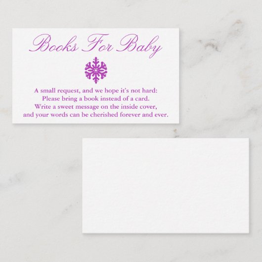 Winter Snowflake Baby shower Books for Baby Kaart (Voorkant / Achterkant)