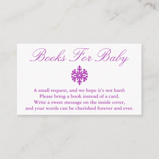 Winter Snowflake Baby shower Books for Baby Kaart (Voorkant)