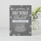 Winter Snowflake Baby shower Brunch Krijtbord Kaart (Staand voorkant)