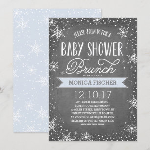 Winter Snowflake Baby shower Brunch Krijtbord Kaart