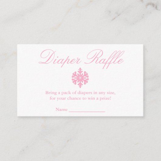 Winter Snowflake Baby shower Diaper Raffle Card Informatiekaartje (Voorkant)