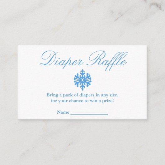 Winter Snowflake Baby shower Diaper Raffle Card Informatiekaartje (Voorkant)